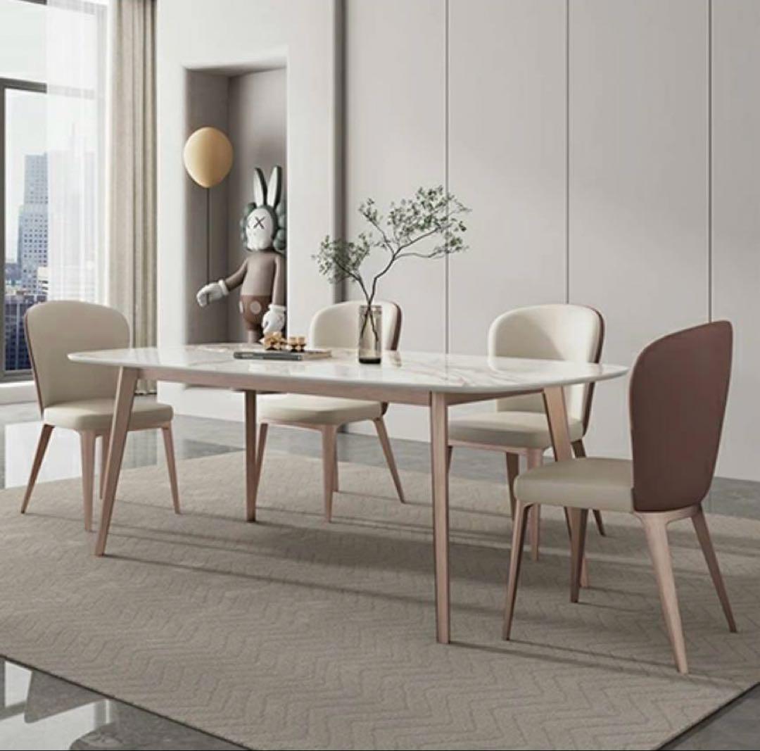 セラミックダイニングテーブル 4人用 ホワイト/ベージュ/ブラウン