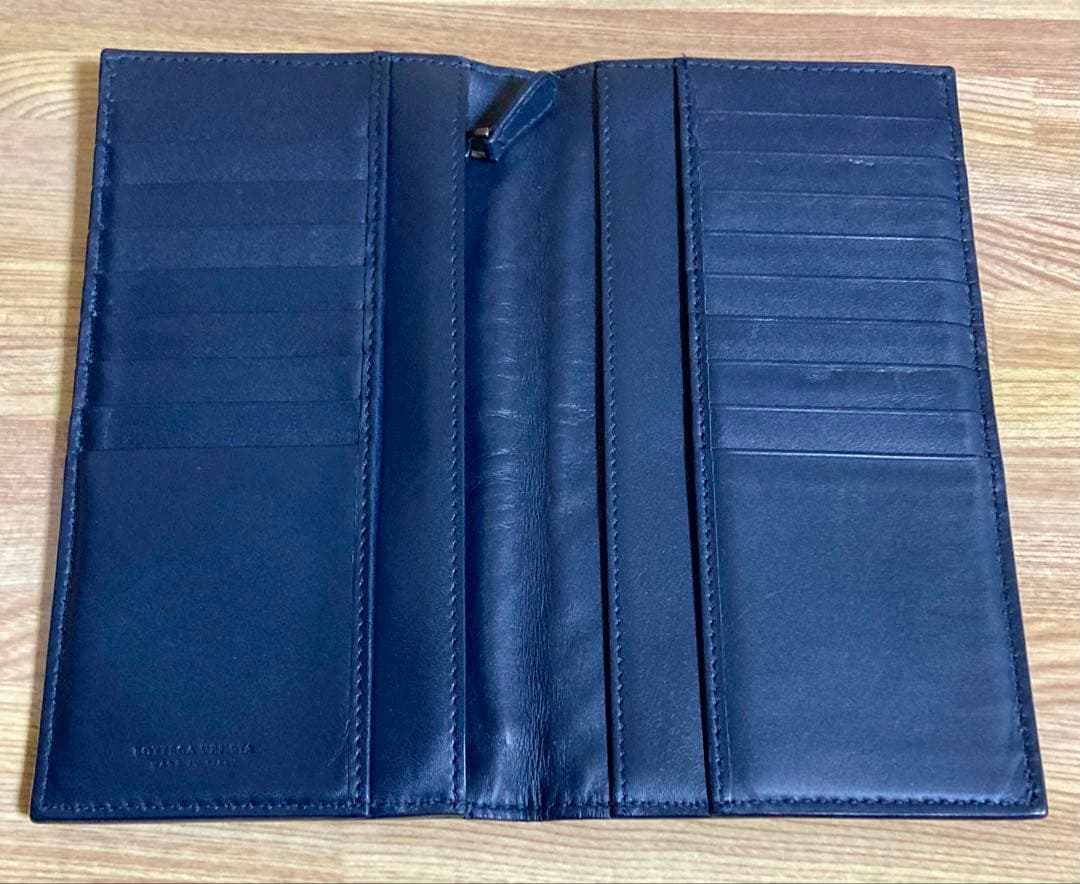 ボッテガ・ヴェネタ 長財布 キーリング ネイビー