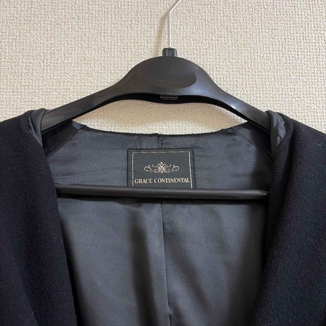 美品 グレースコンチネンタル リバーガウンフードコート36 黒 ブラック ファー