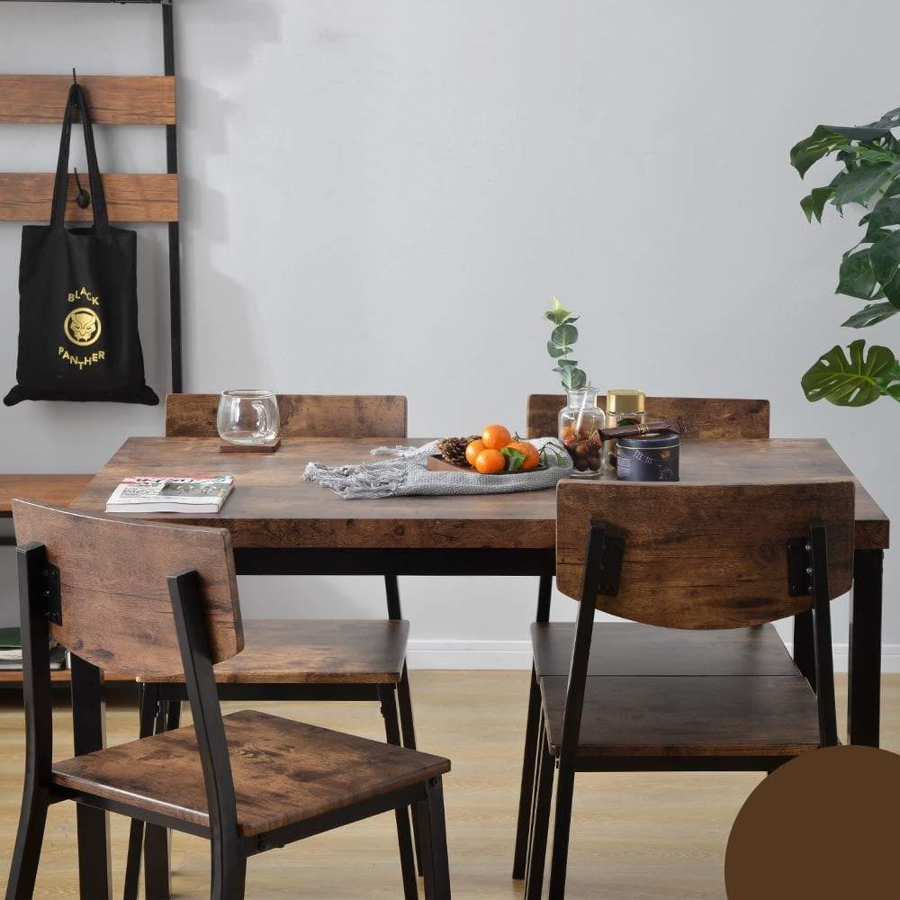 4人用ダイニングセット 5点セット 幅110cm チェア4脚 北欧風　BROWN