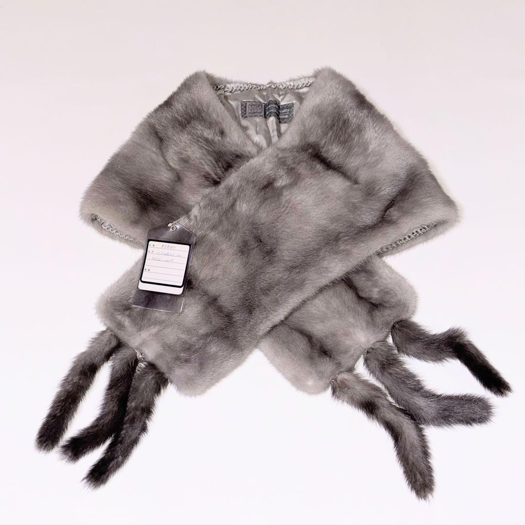 新品未使用タグ付SAGAMINKサガミンク 銀サガ サファイアミンク 和服にも！