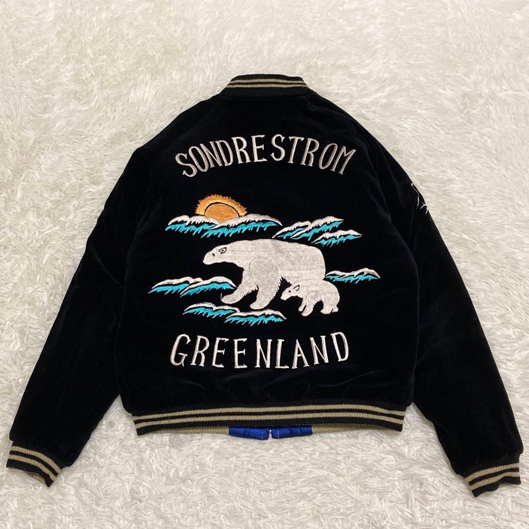 【希少】テーラー東洋 スカジャン 別珍 ベロア 白熊 グリーンランド 鷹 S