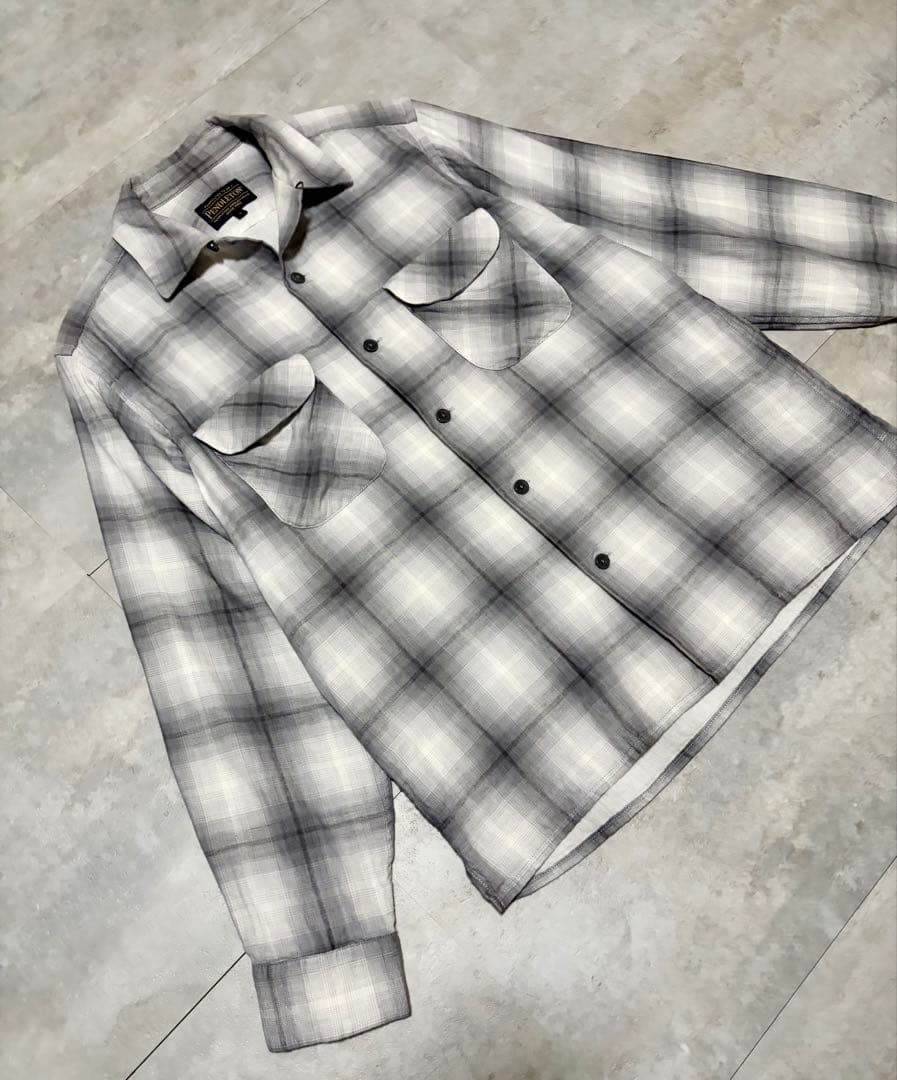 【美品サイズＳ】ペンドルトン オンブレ チェック オープンカラーシャツ