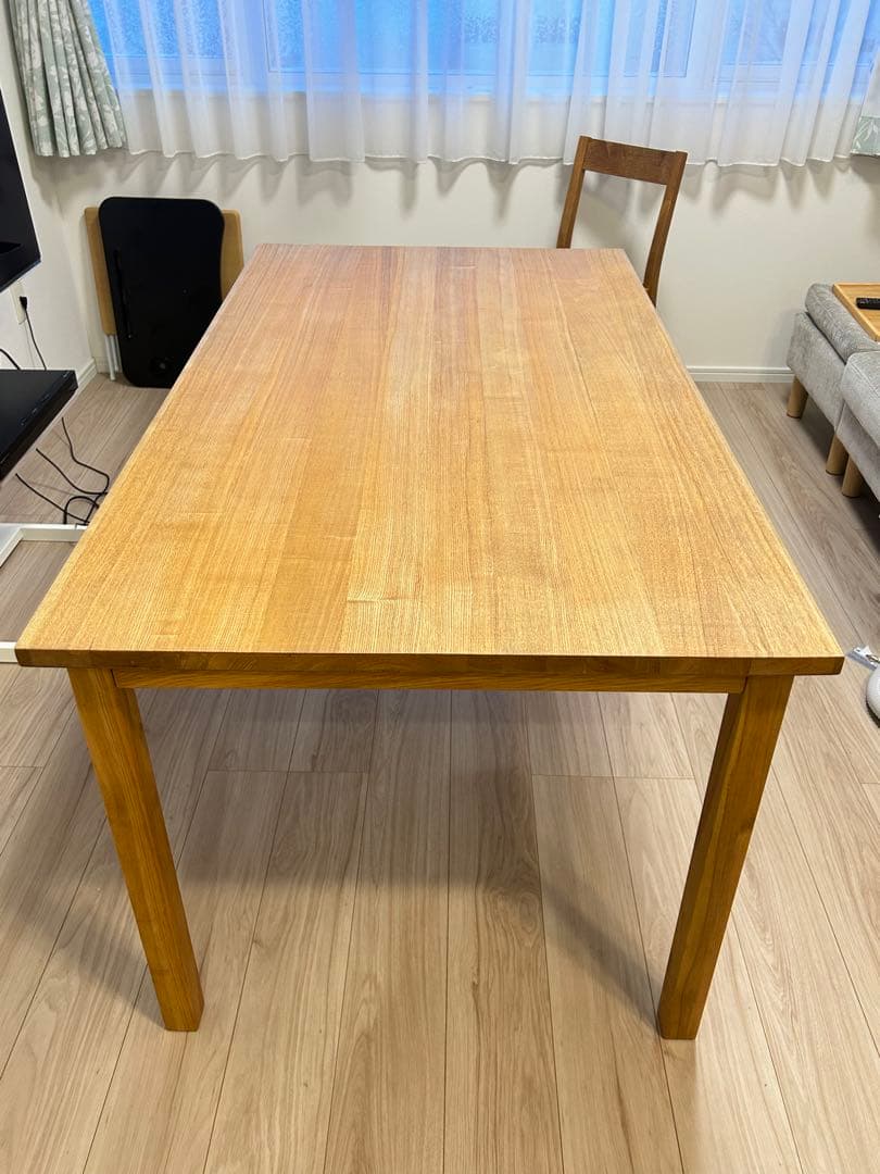 美品　無印良品　ダイニングテーブル　タモ材　幅140cm ナチュラルウッド 木製