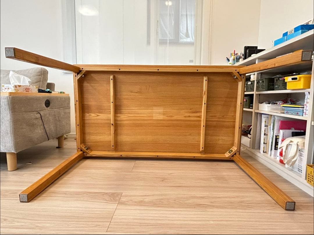 美品　無印良品　ダイニングテーブル　タモ材　幅140cm ナチュラルウッド 木製