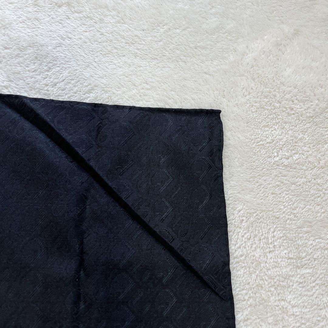 クリスチャンディオール　スカーフ　大判　ロゴ　シルク　トロッター ブラック