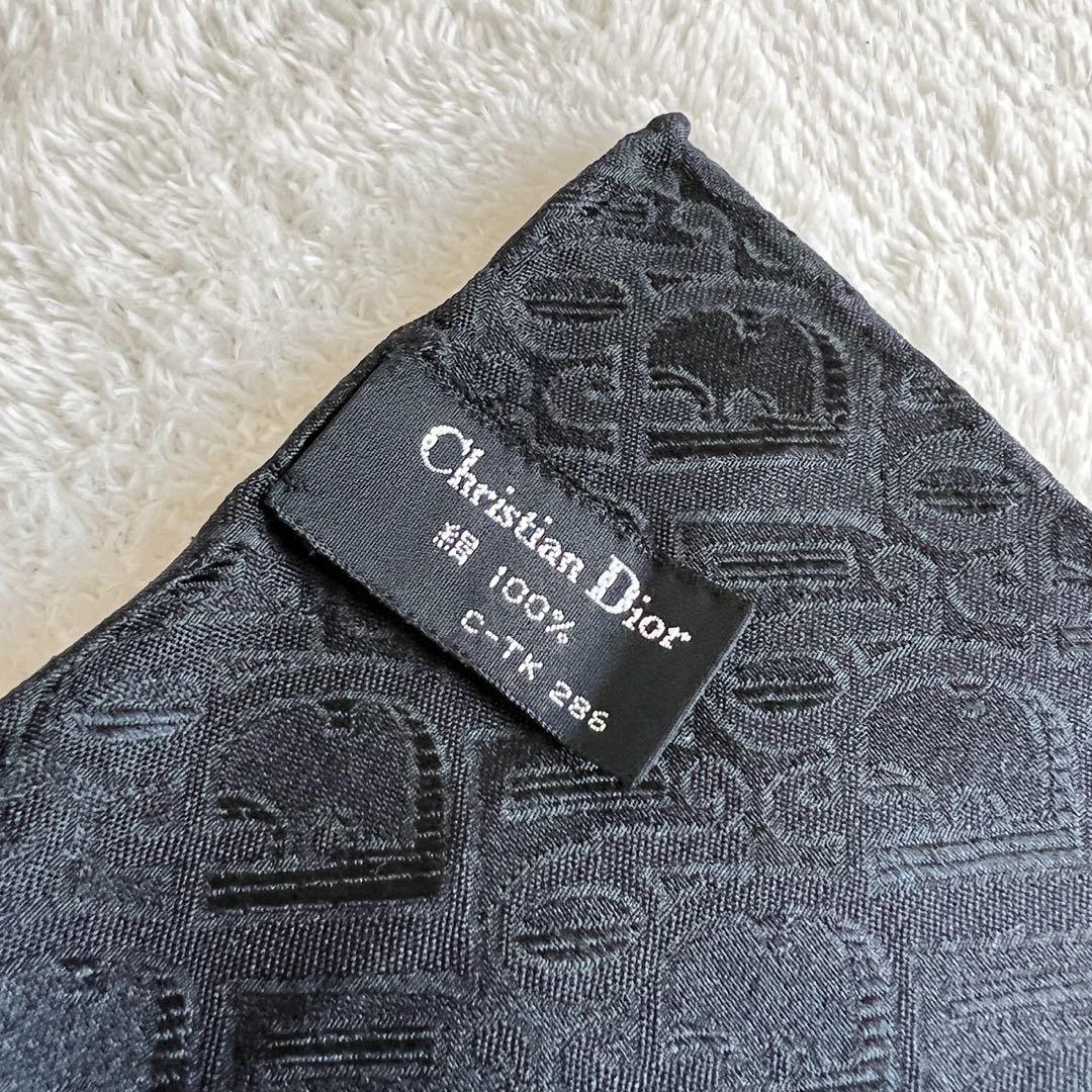 クリスチャンディオール　スカーフ　大判　ロゴ　シルク　トロッター ブラック