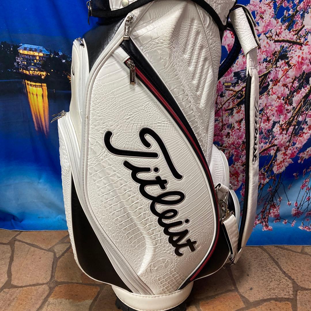 寶BU-1106 タイトリスト キャディバッグ クロコダイル型押し ホワイト