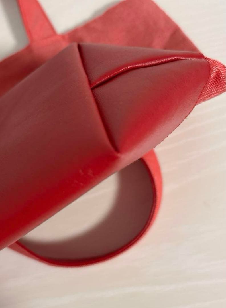 美品　ファミリア　マチ付　ミニ　デニムバッグ　手刺繍　赤　クマ　ピアノ