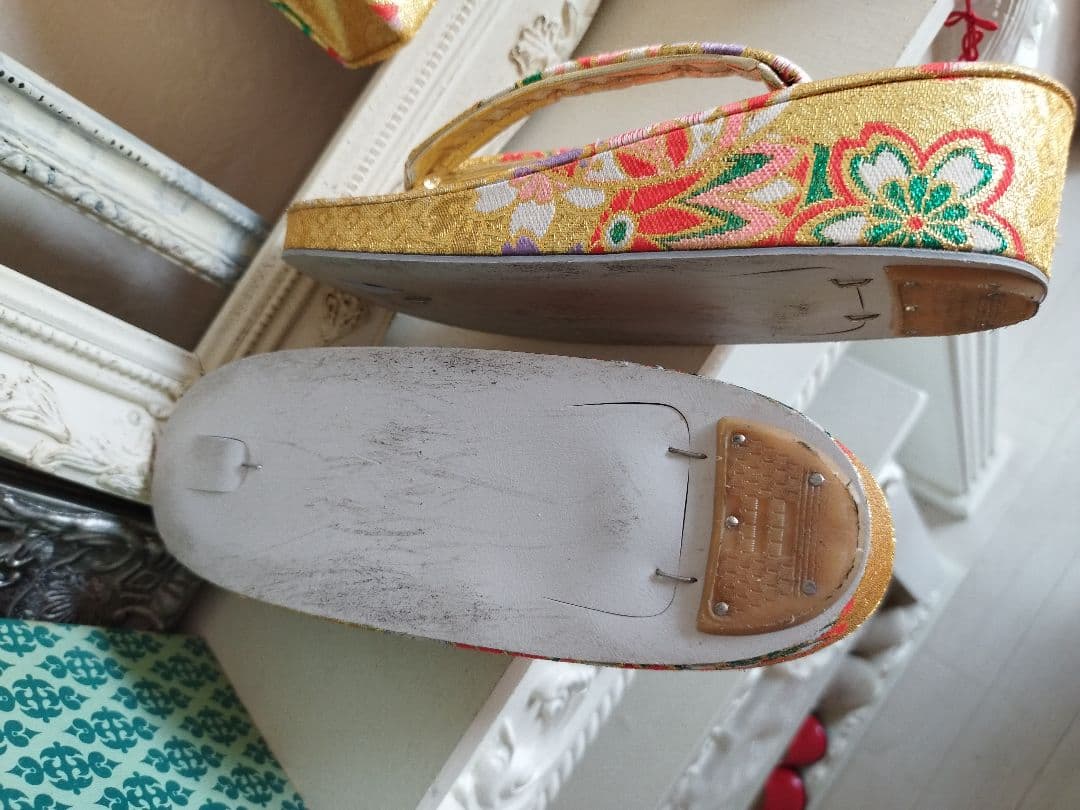 正絹☆誂え品☆濃い赤ピンクの着物と金の作り帯フルセット☆七五三７歳