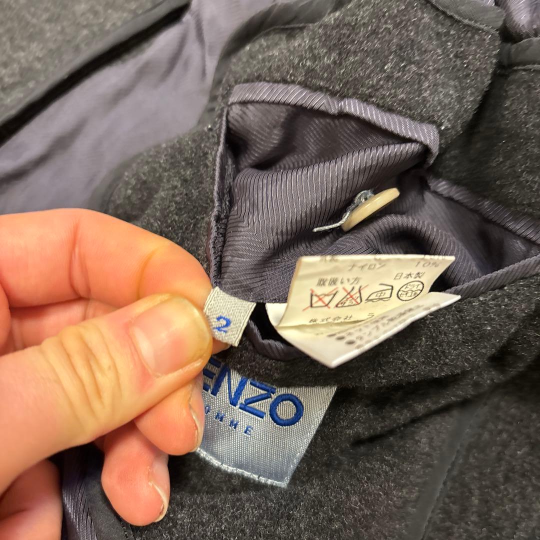 KENZO HOMME カシミヤ　ロングコート ハイネック 霜降りブラック　比翼