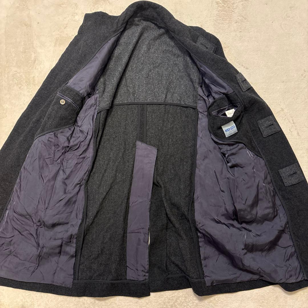 KENZO HOMME カシミヤ　ロングコート ハイネック 霜降りブラック　比翼