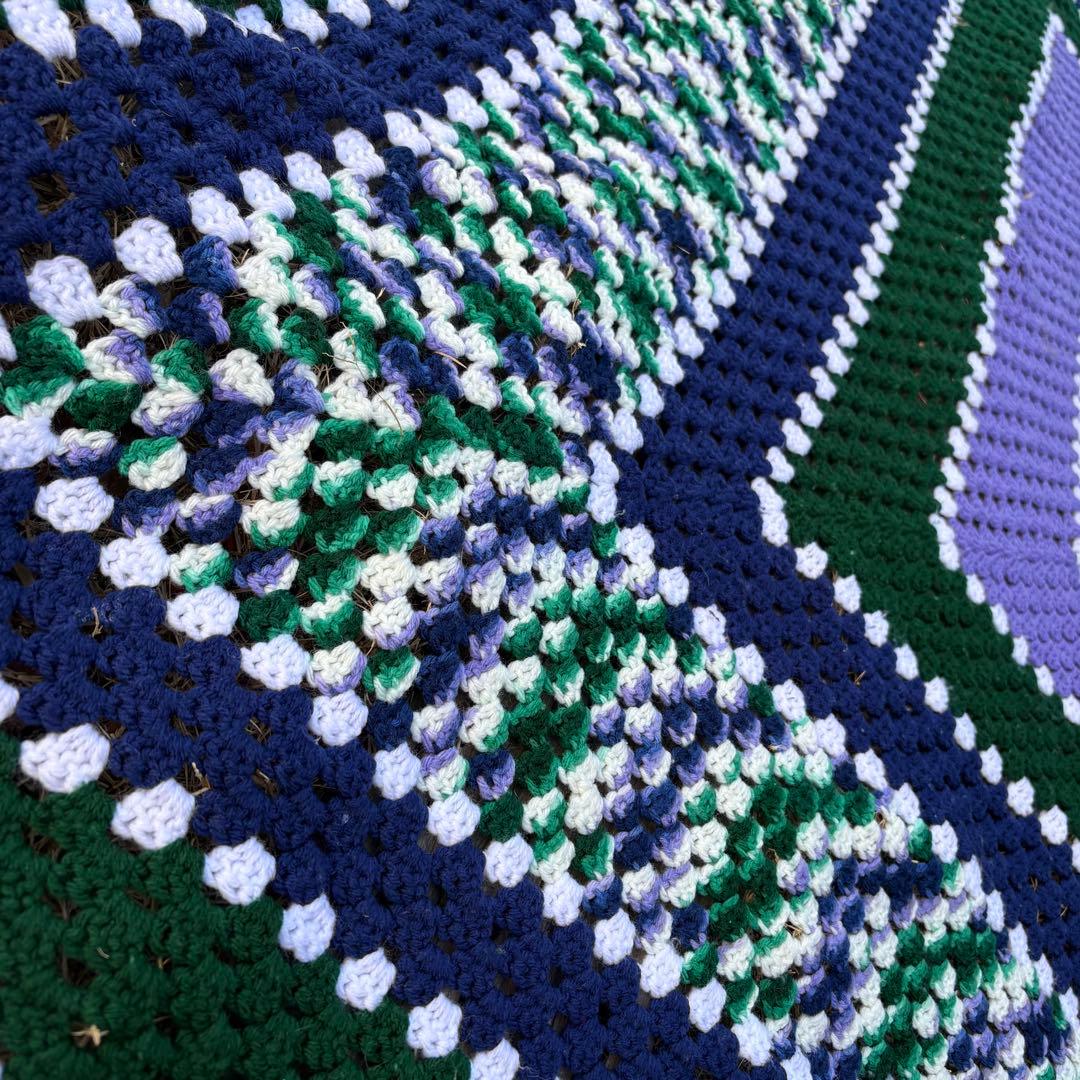 【USA vintage】グラニースクエア ブランケット ベッドカバー ラグ