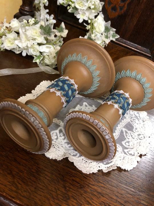 ロイヤルドルトン ランベス★キャンドルスタンド 2点イギリス 英国アンティーク