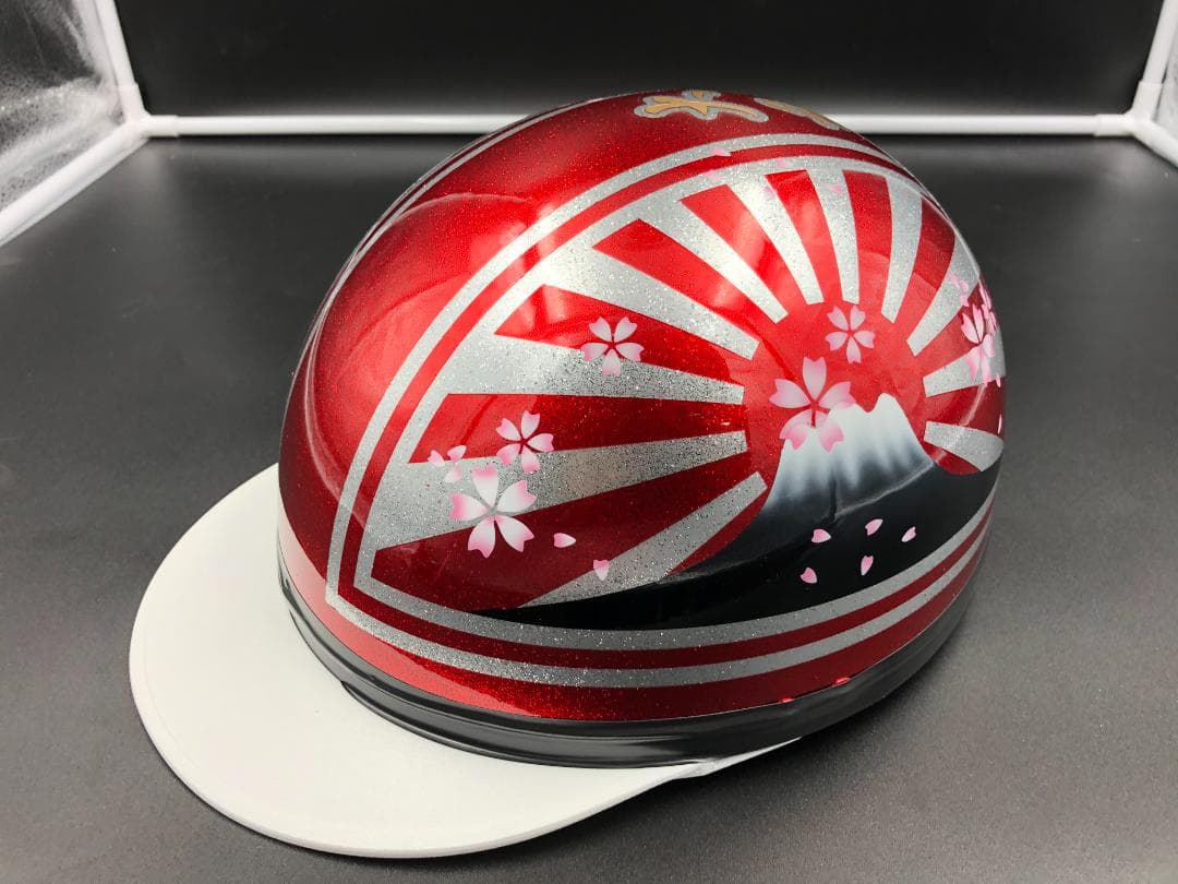 コルク半　カスタム　富士日章　三つボタン　キャンデイレッド　ラメ　桜　高級クリヤ