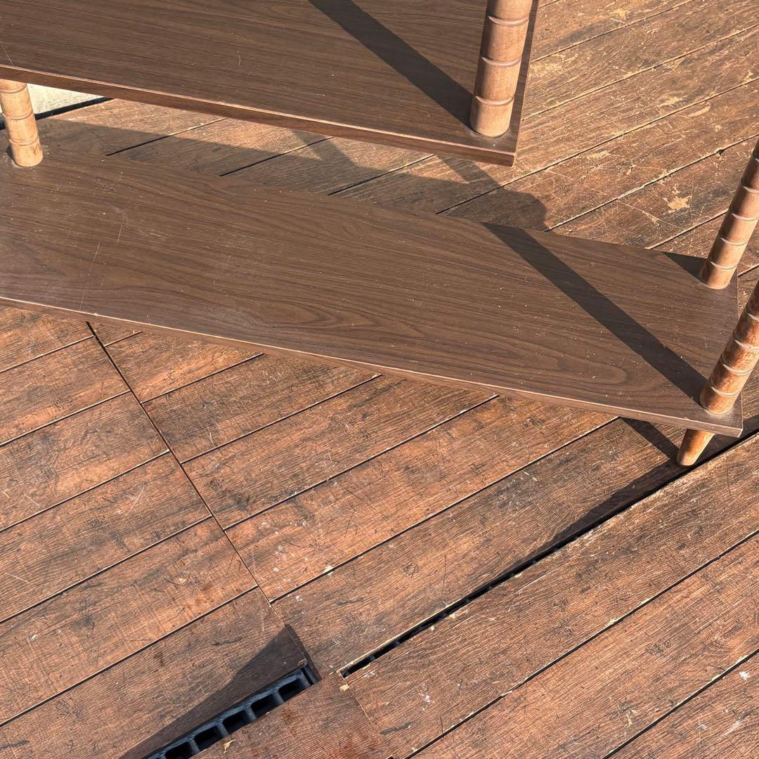 昭和レトロ ミッドセンチュリー 3段 木製階段ラック 飾り棚 古道具 古家具