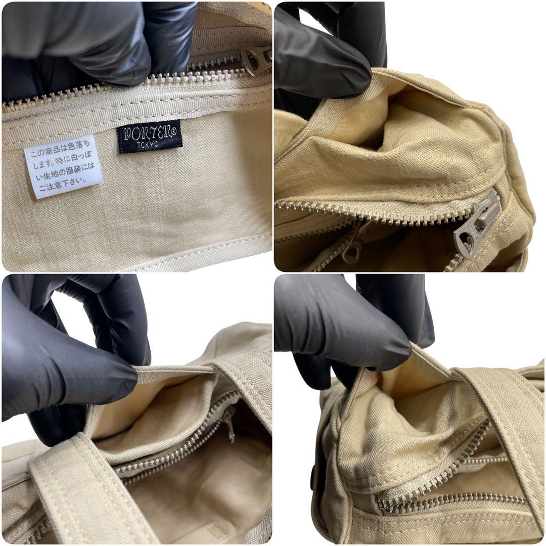極美品　PORTER ポーター　ミニボストンバッグ　サニー　ベージュ　キャンバス