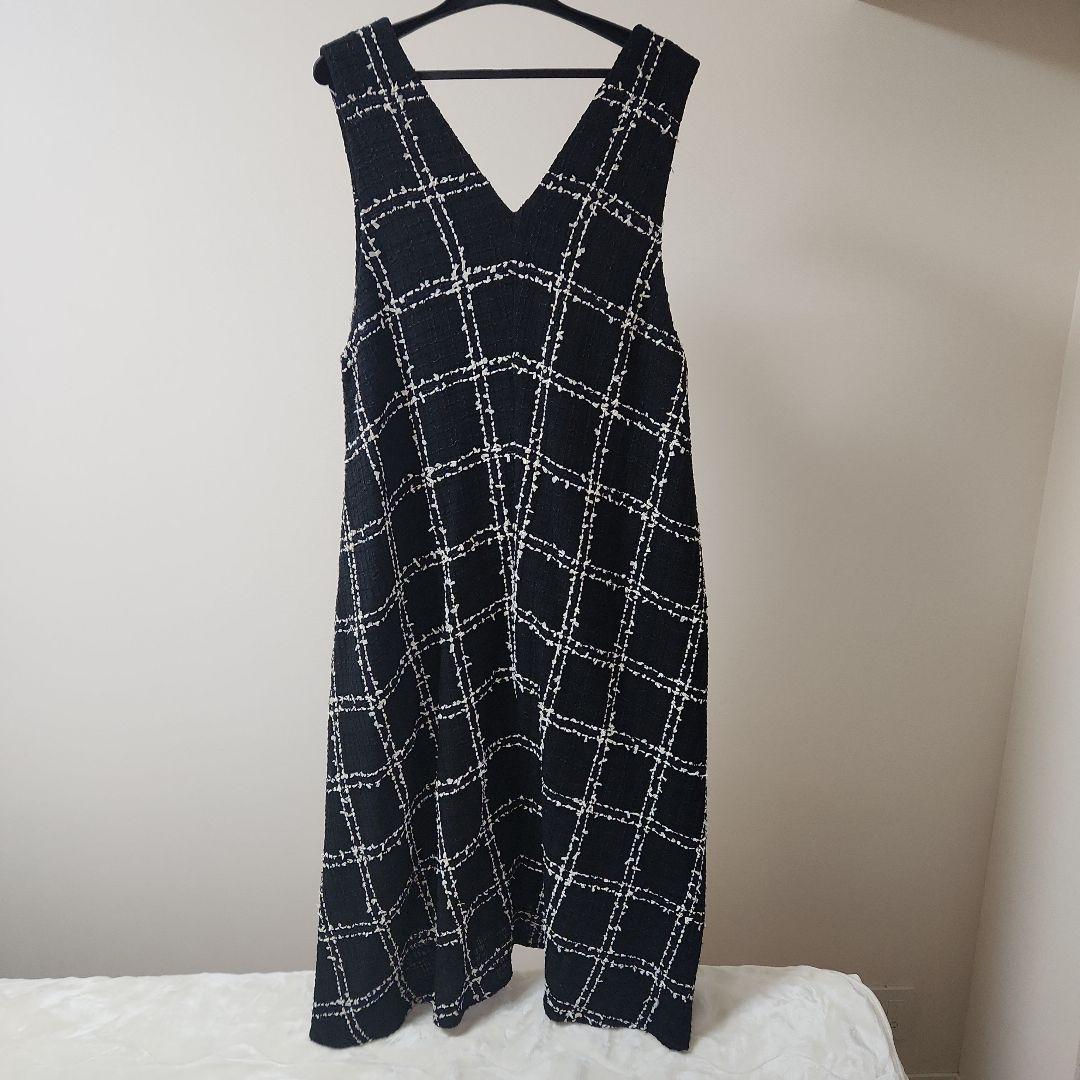 BEARDSLEY 黒白ツイードチェック ジャンパースカート