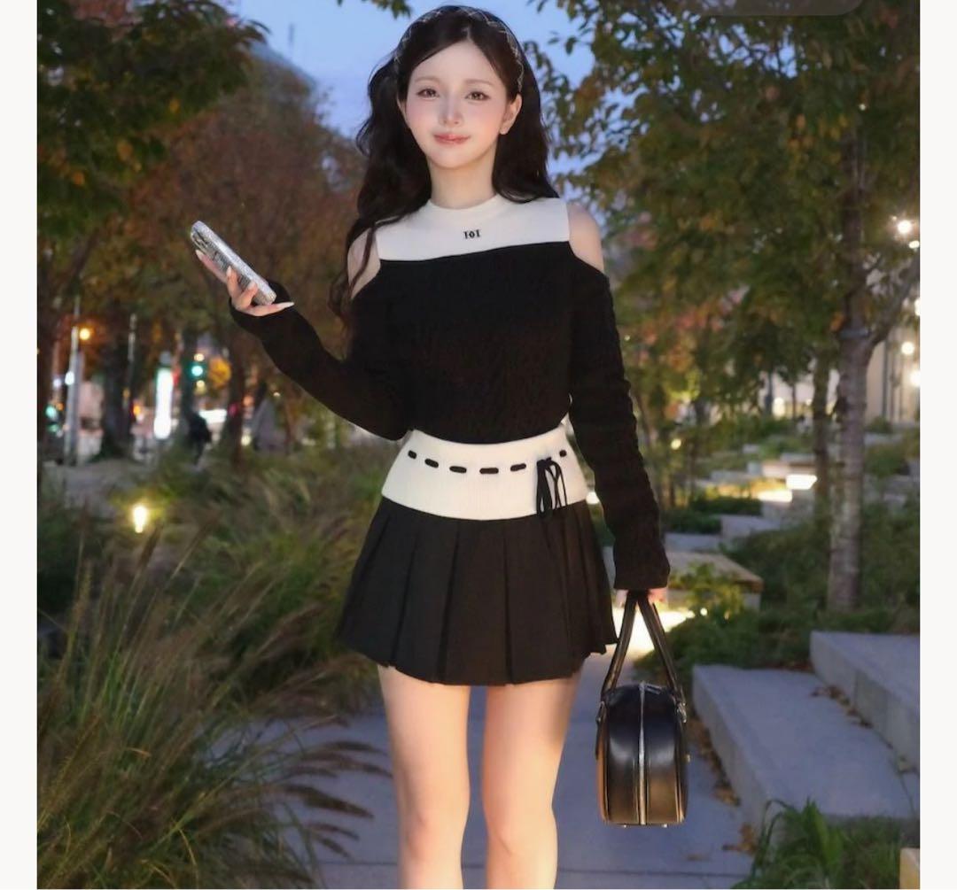 Darich オフショルダー ニット ブラック フリーサイズ