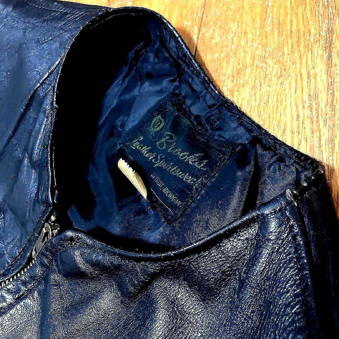 60s70s vintage Brooks Leather 黒レザージャケット