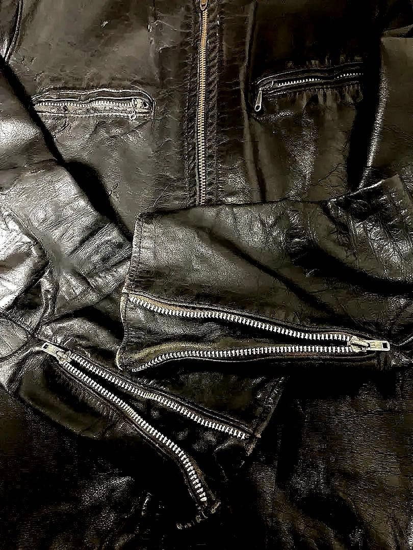 60s70s vintage Brooks Leather 黒レザージャケット