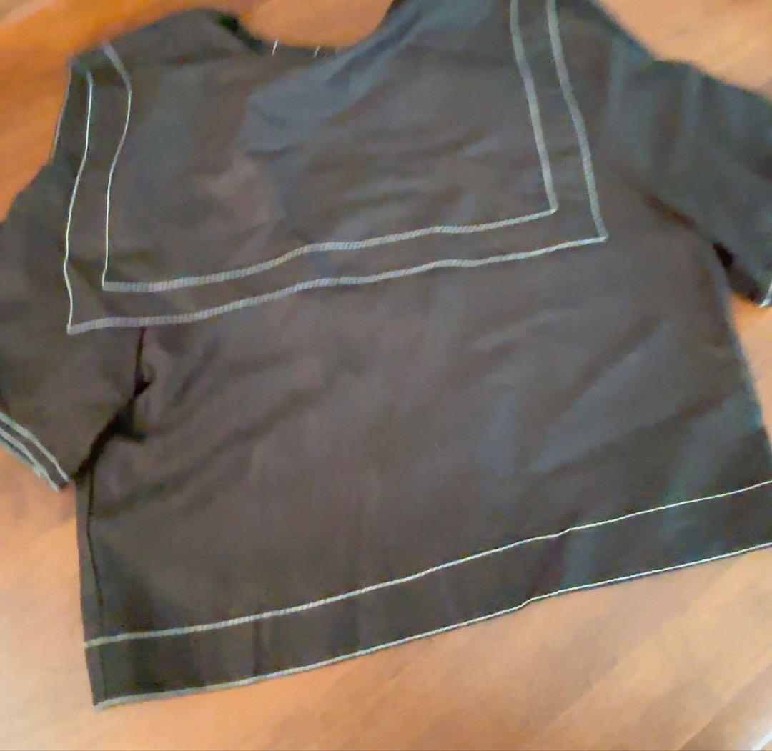 小谷実由着用 OSHIMA REI Big Collar Blouseブラック