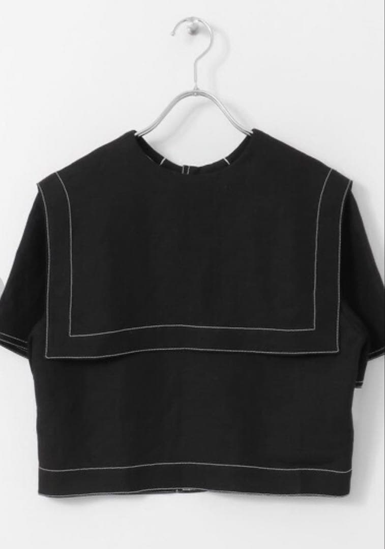 小谷実由着用 OSHIMA REI Big Collar Blouseブラック