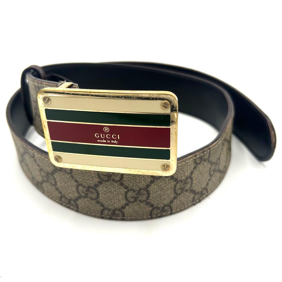 GUCCI グッチ ベルト シェリー GGキャンバス スプリーム レザー