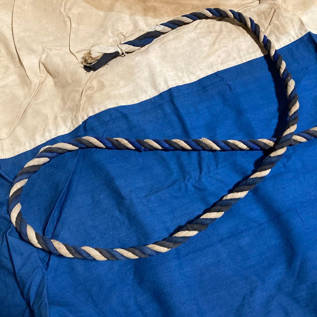 旧家 特大 大のれん 古布 時代物 家紋入り 丸に九枚笹 3m70cm