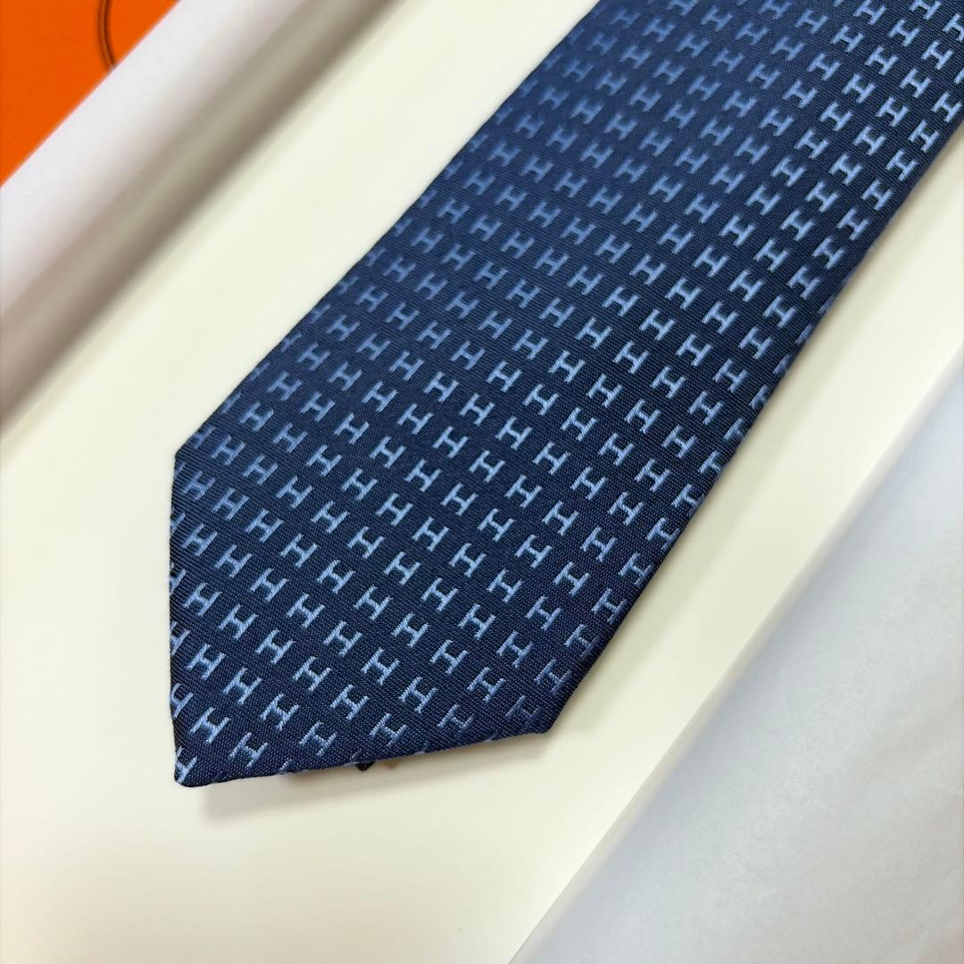 新品未使用 現行 HERMES エルメス ネクタイ ファソネ7cm バイカラー