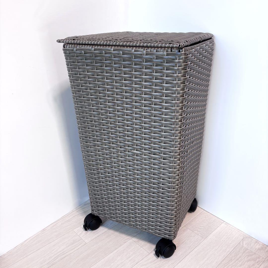 ☆未使用品☆dinos ディノス　ラタン調ふた付きダストボックス