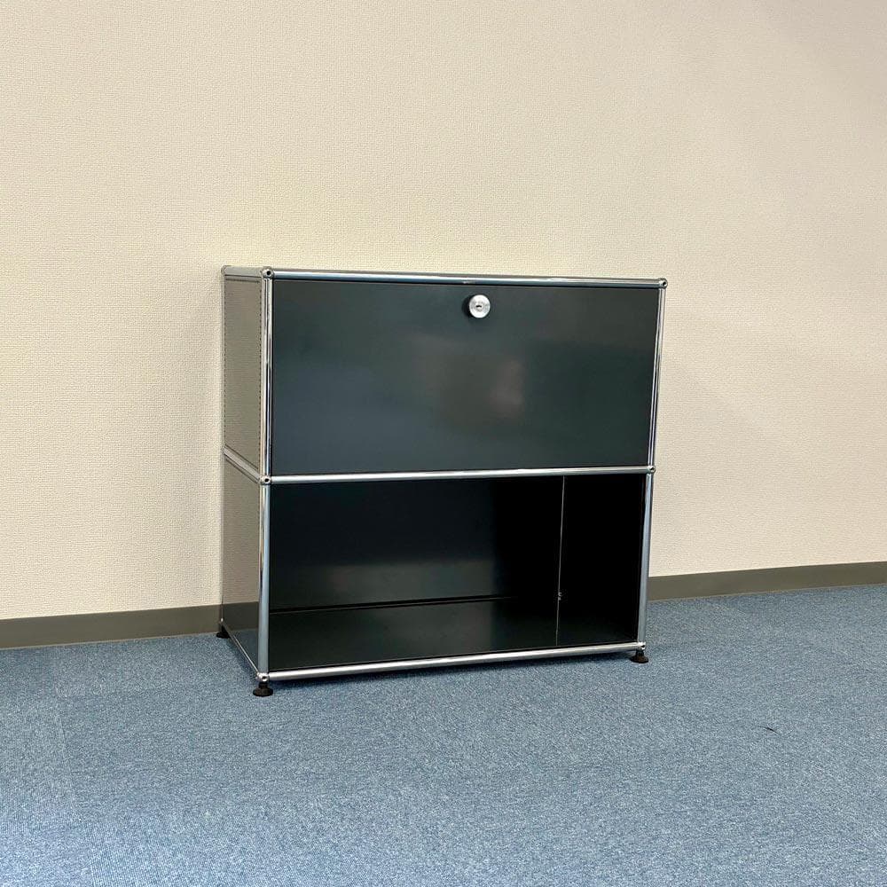 中古 USMハラー｜キャビネット サイドボード 1列2段 アントラサイト