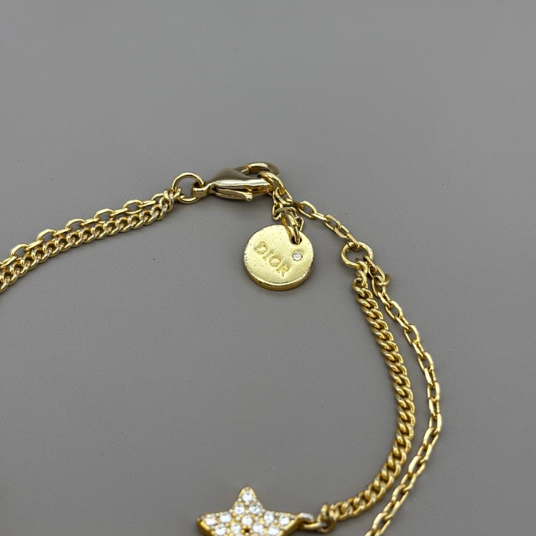 ディオール CDロゴ ダブルブレスレット ゴールド スター ラインストーン