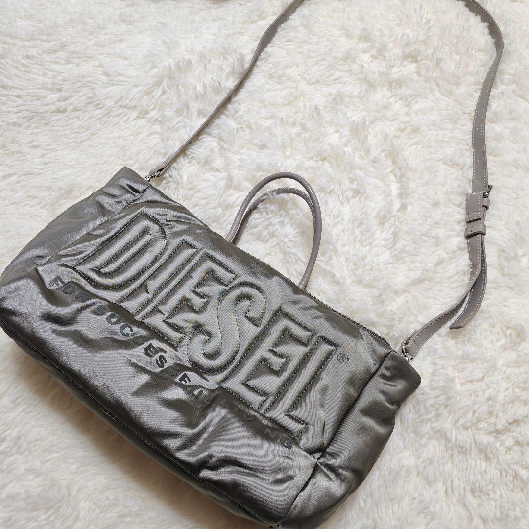 極美品✨DIESEL ナイロン トートバッグ グレー 2wayショルダー A4可