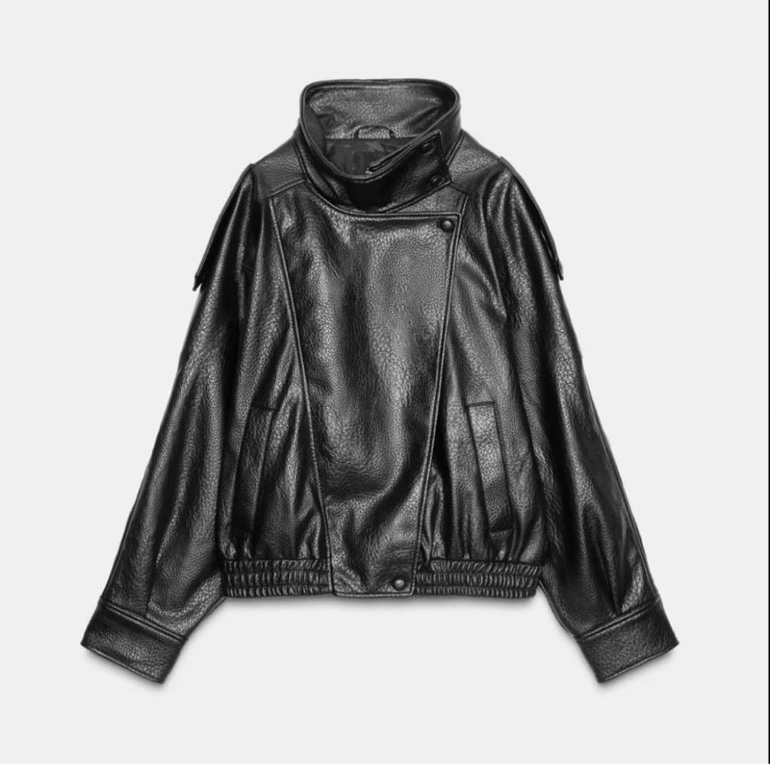 人気‼︎ ZARA フェイクレザージャケット Lサイズ 新品タグつき YSL