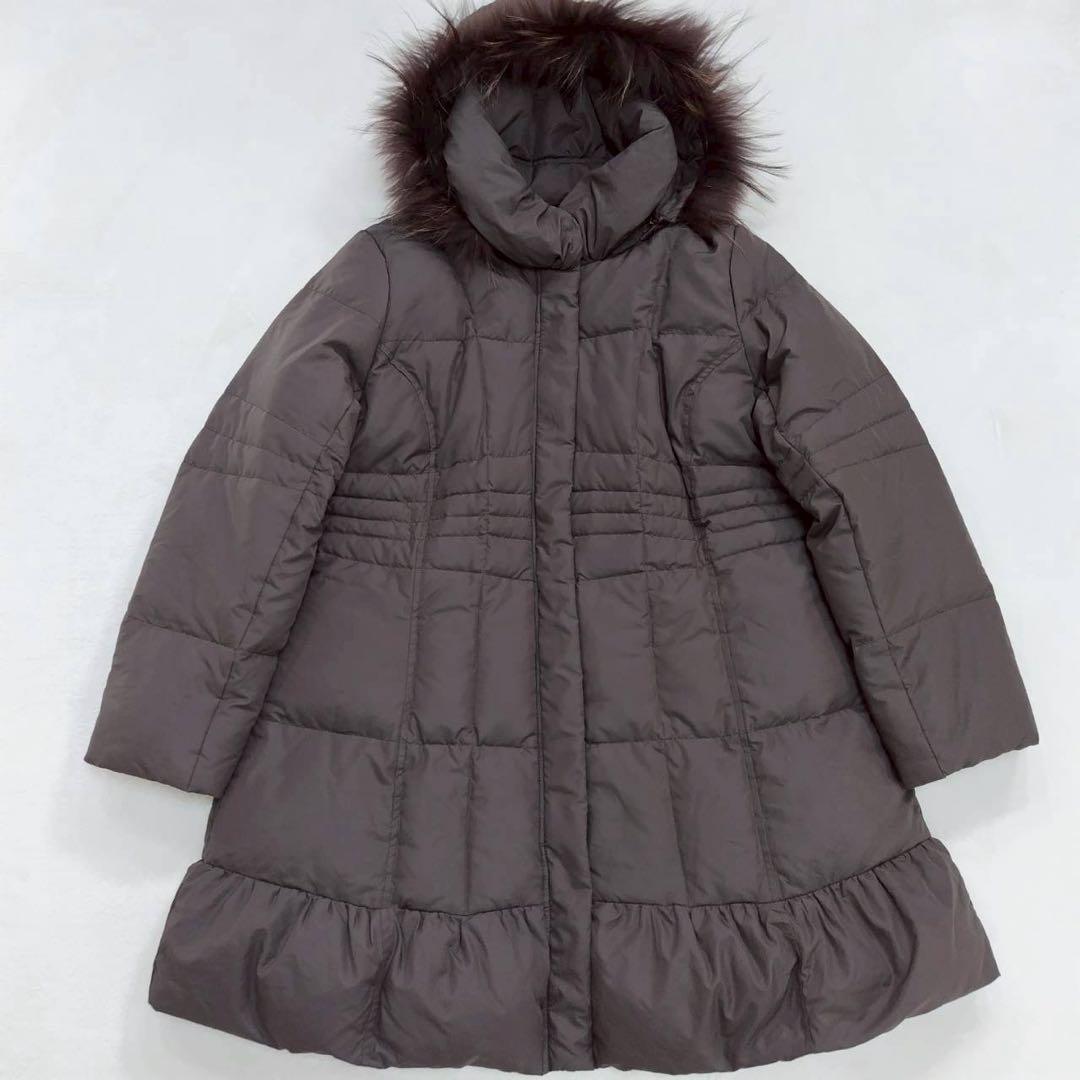 美品 Ondraw チャイニーズラクーンファー ダウンコート ロング レディース