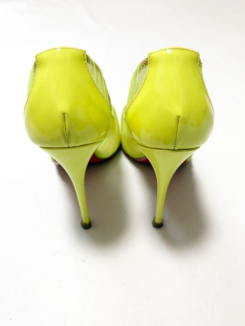 クリスチャン　ルブタン　ヒール パンプス　黄色　37 レース　24cm前後