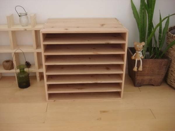 ★送料無料★サイズ変更可能★A3木製7段書類棚/無垢材 オーダー可能 ナチュラル