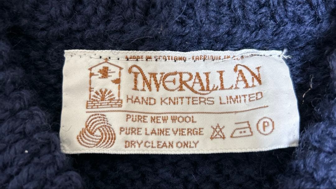 90s インバーアラン 4A GOLFERカーデ　濃紺 茶タグ