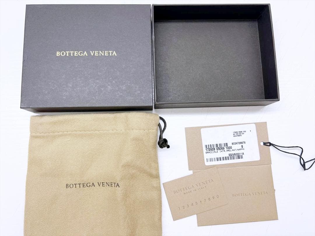 未使用保管　ボッテガヴェネタ　イントレチャート　SV925　レザー　バングル