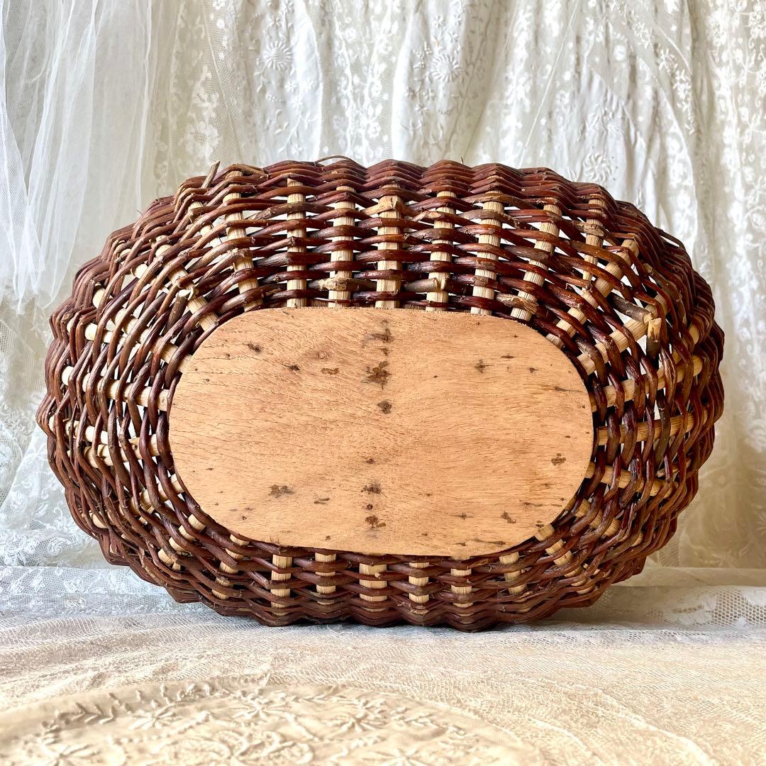 アンティークパニエ　ハンドル付き籠　フランスアンティーク　かごカゴ　赤ずきん