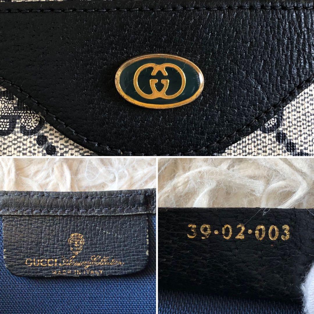 グッチ　トートバッグ　GG　PVCレザー　シェリーライン　ネイビー　ヴィンテージ