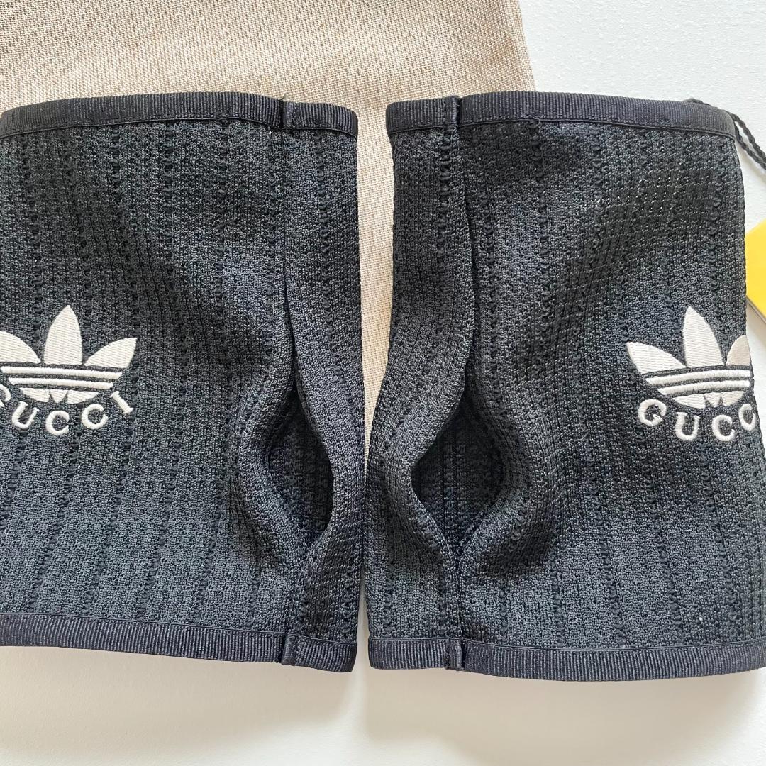 グッチ アディダス コラボ グローブ 手袋 指なし ニット ロゴ 黒 ブラック