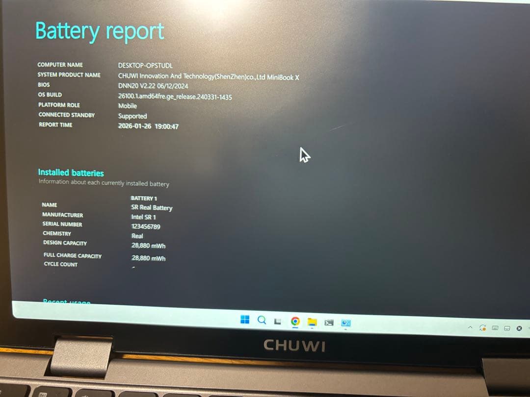 CHUWI MiniBook X N100 英語配列