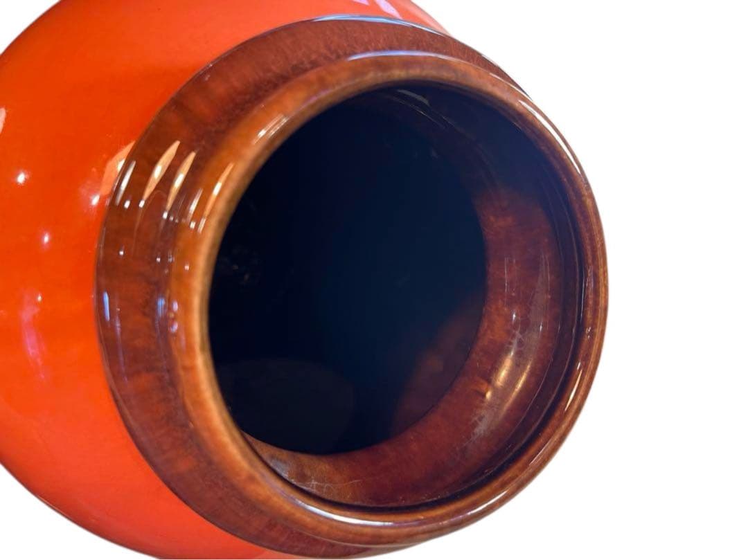 ファットラヴァ オレンジと茶色のグラデーション花瓶 陶器製