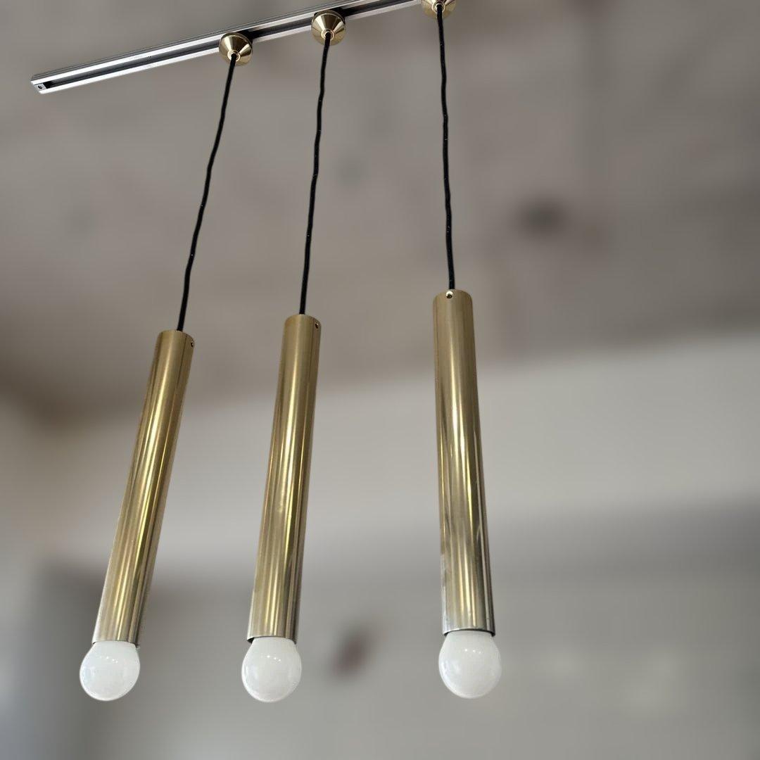 【ミッドセンチュリー】ヤマギワ ゴールド 3灯 ペンダントライト