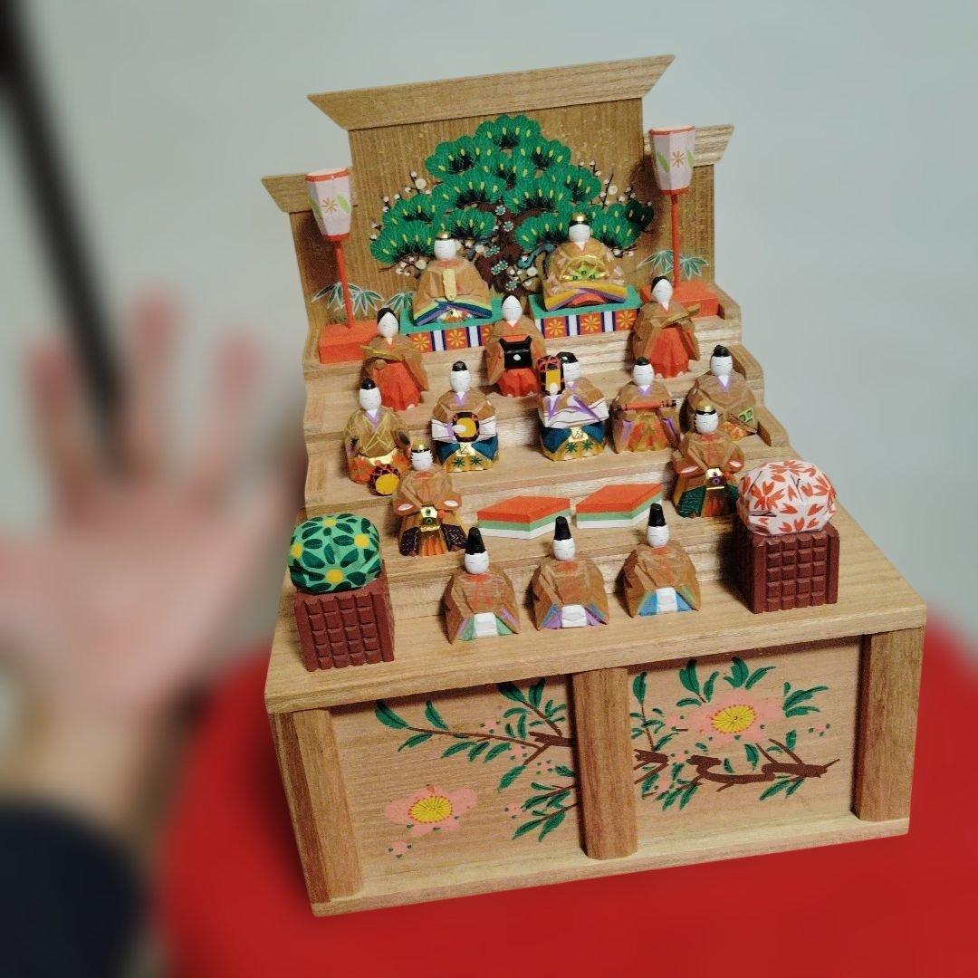 翌日発送　神泉 奈良一刀彫 雛人形 雛段