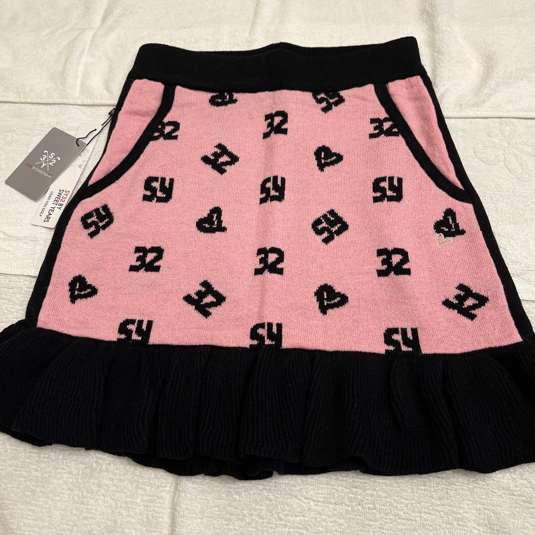 SY32 ニットスカート ピンク/黒