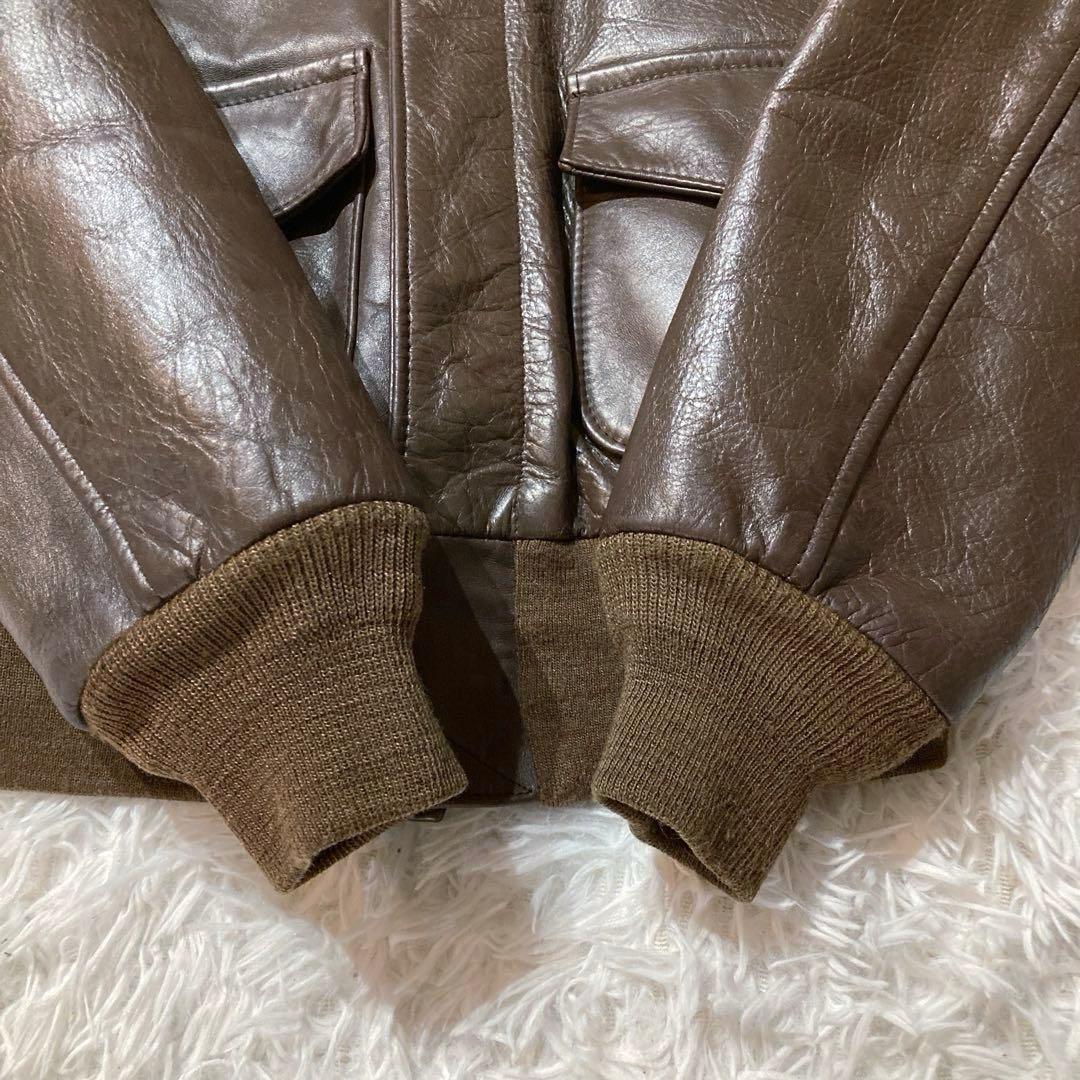 【良品AVIREX】A-2 MADE IN USA 馬革 L相当ダークブラウン