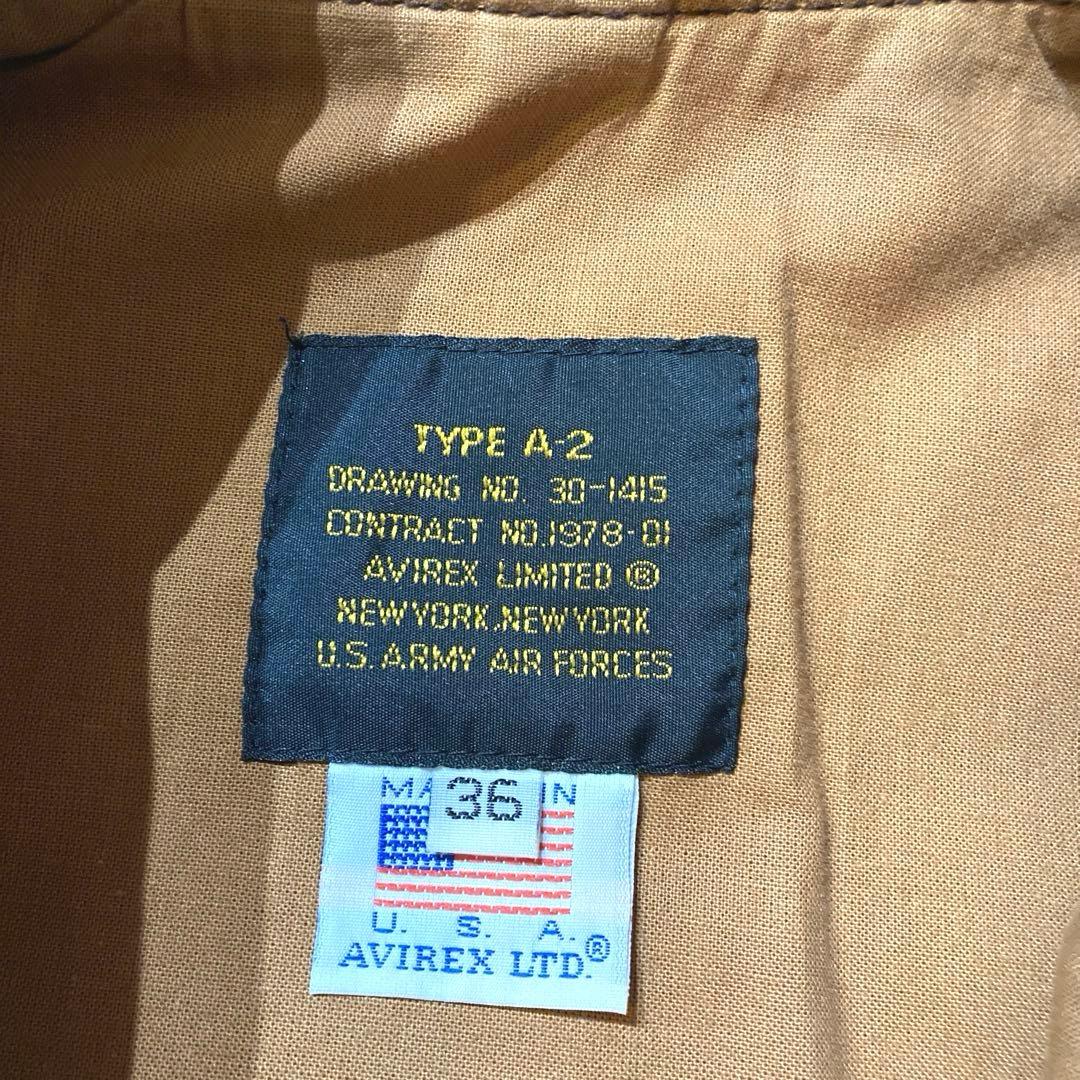 【良品AVIREX】A-2 MADE IN USA 馬革 L相当ダークブラウン